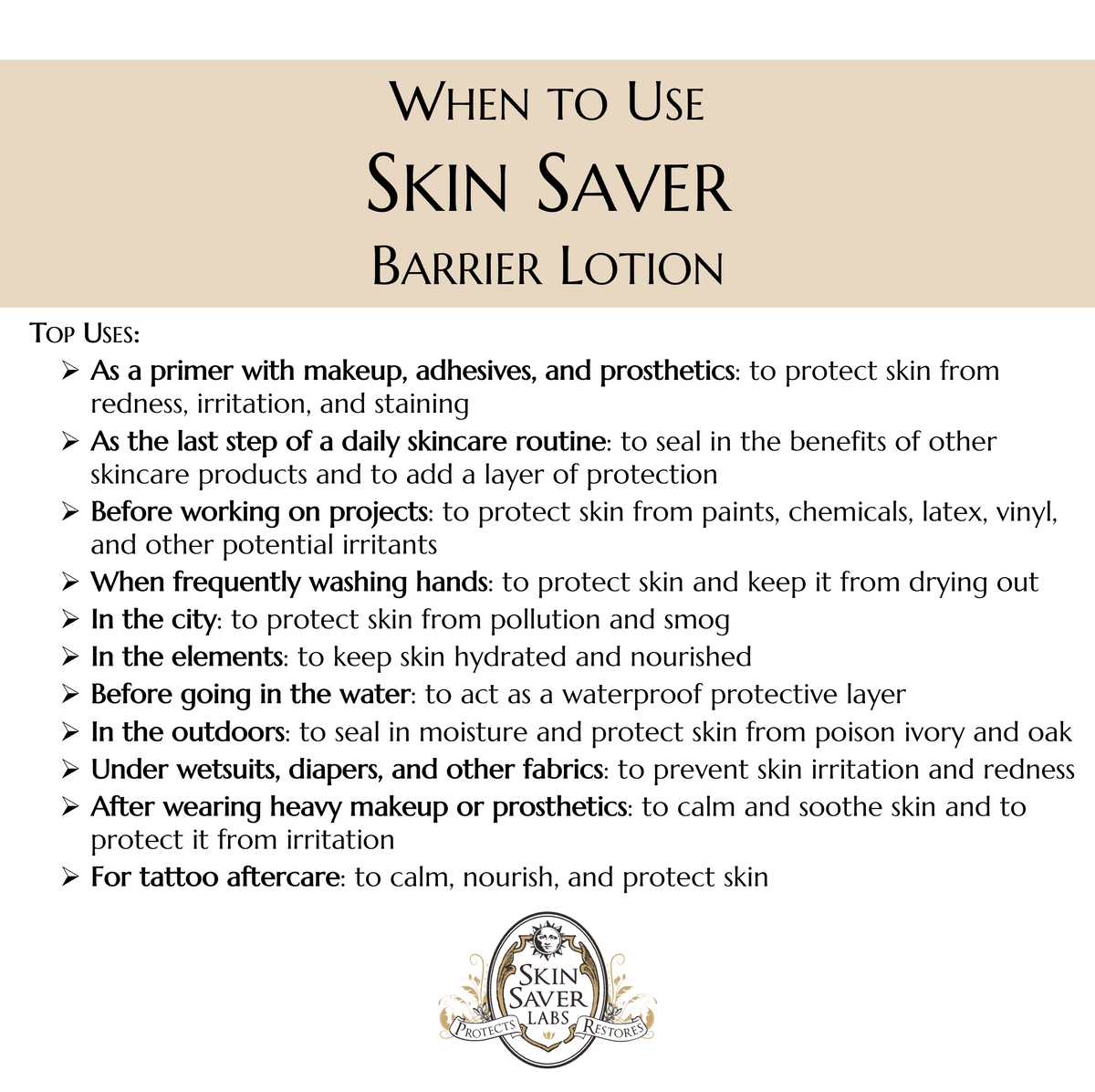 SKIN SAVER - BARRIER LOTION - 6 oz Tube